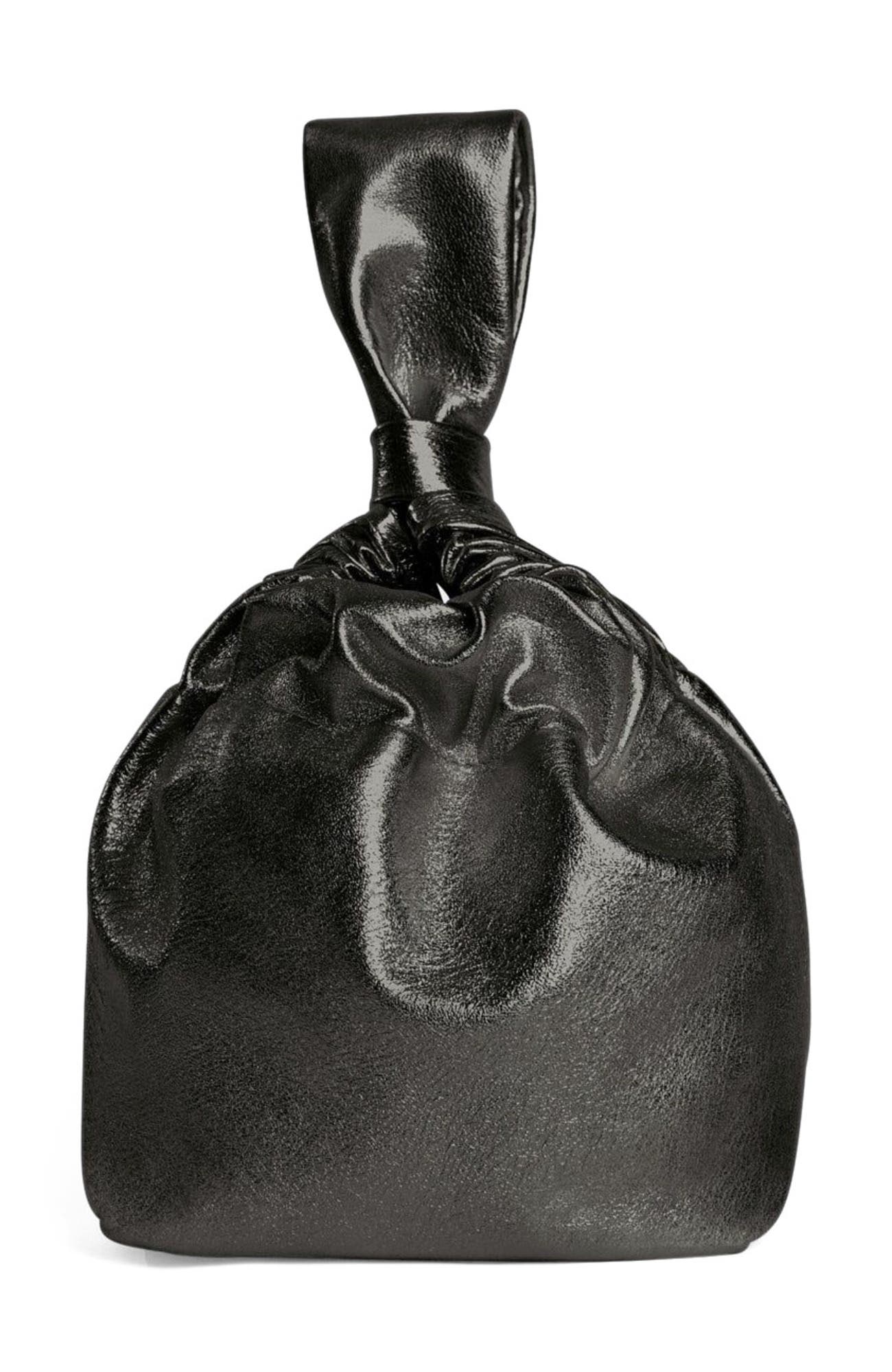 Mariposa Leather Wristlet, Main, color, Black Metallic