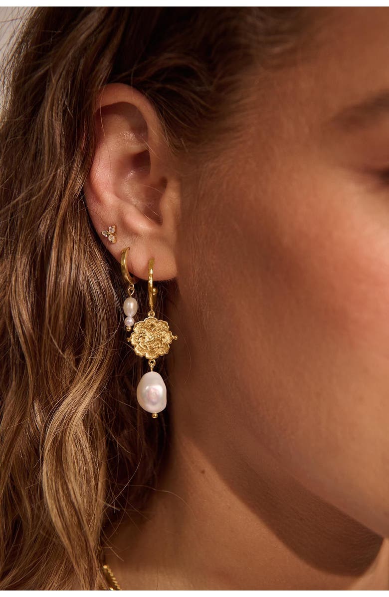 Murkani Loved Always Pearl Earrings, Alternate, color, Yellow Gold