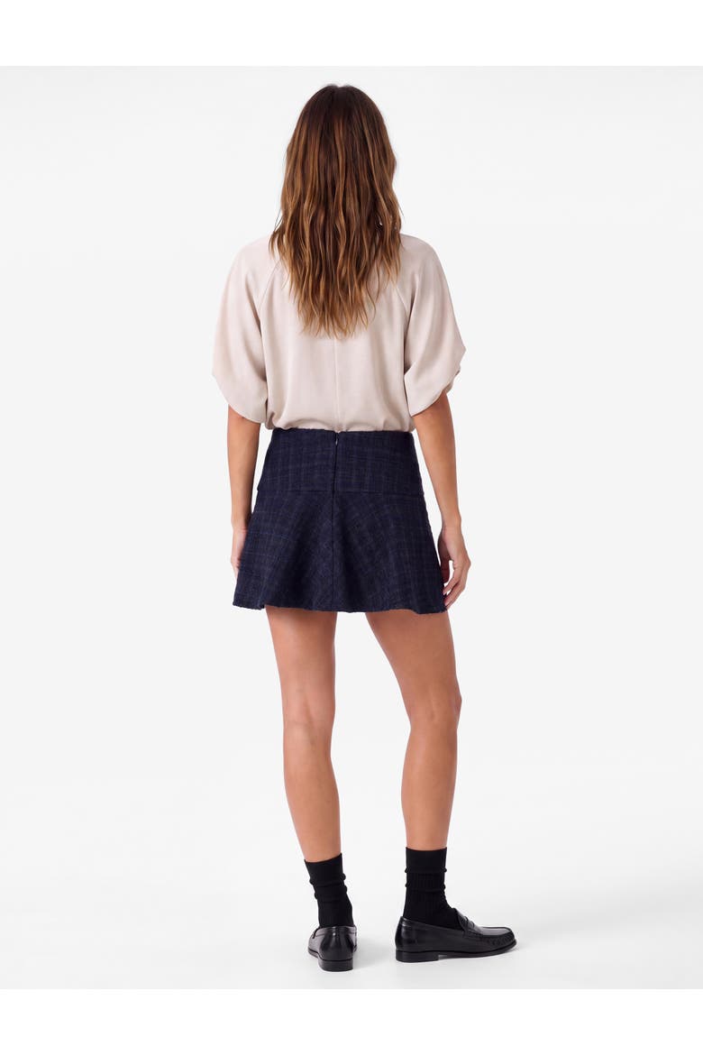Plaid Tweed Flared Mini Skirt, Alternate, color, NAVY