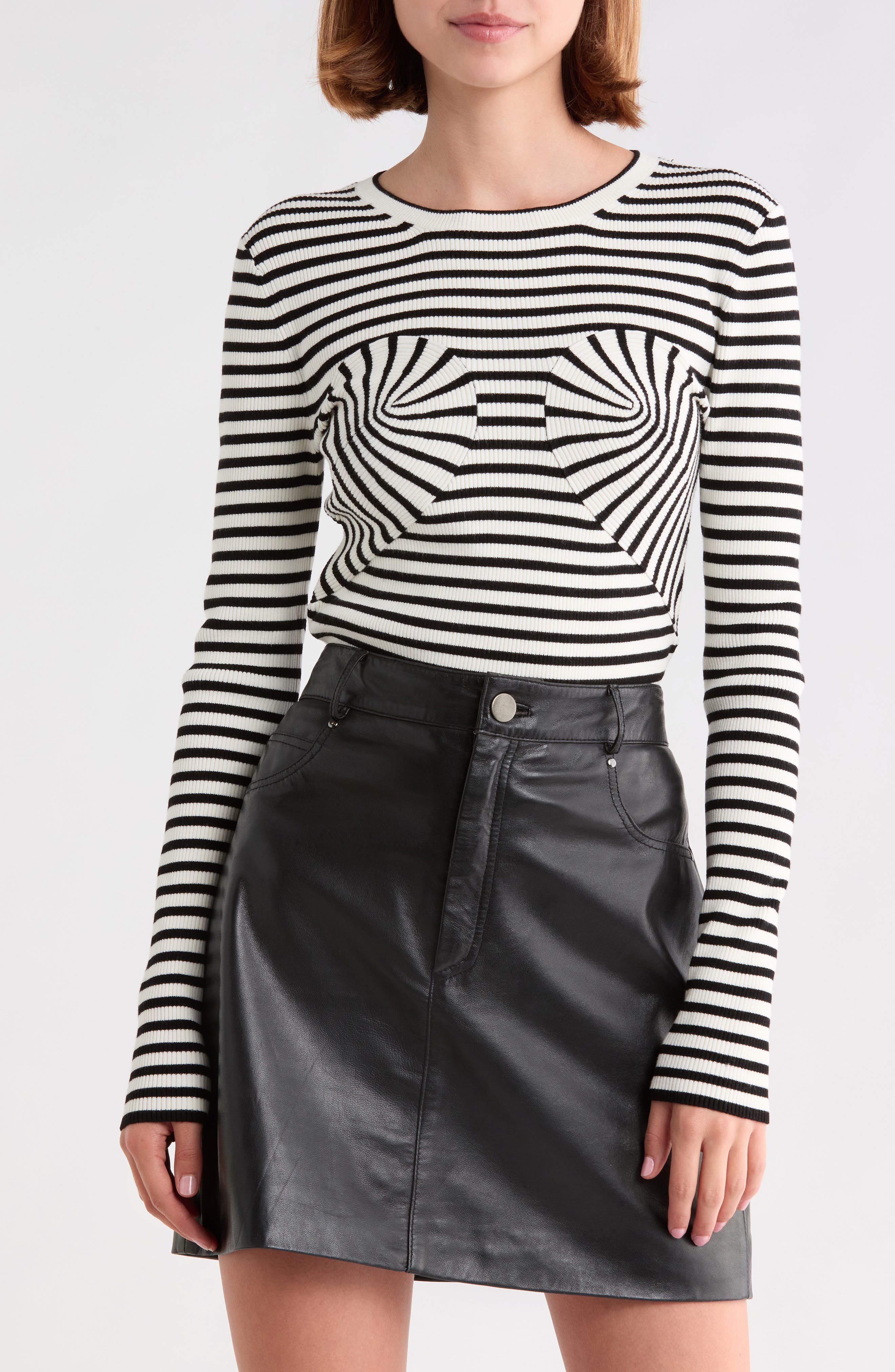 Striped Trompe l'Oeil Bow Sweater