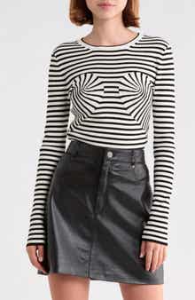 Striped Trompe l'Oeil Bow Sweater