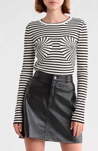 Striped Trompe l'Oeil Bow Sweater