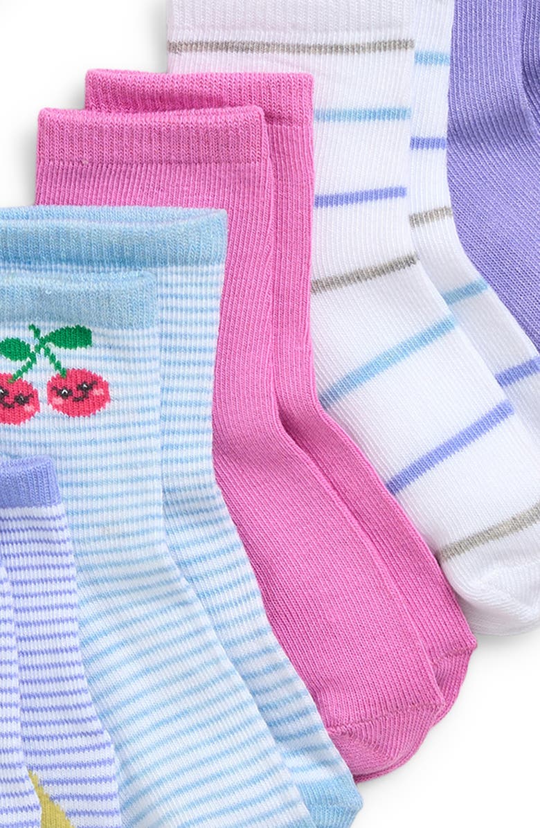 Capelli New York Kids' Happy Fruit Assorted 10-Pack Gripper Crew Socks, Alternate, color, Multi Pink