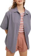 WISHLIST Cuffed Sleeve Cotton Button Up Shirt