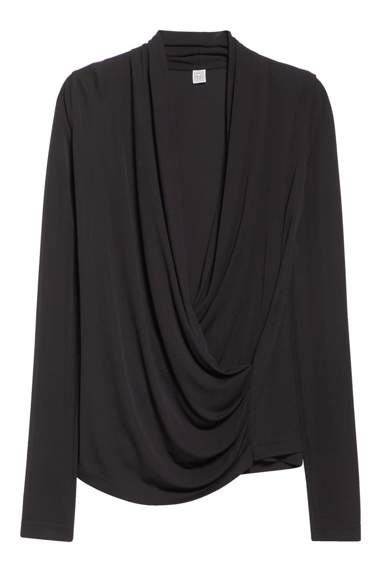 Draped Jersey Top, Alternate, color, BLACK