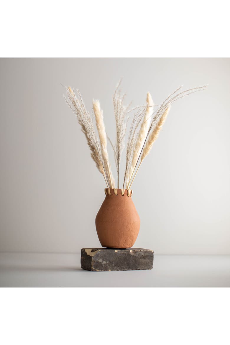 Terracotta & Cane Weave Vase, Alternate, color, Orange
