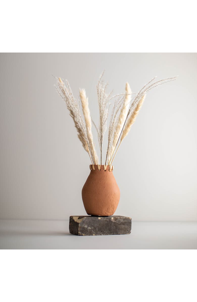 Foreside Home and Garden Terracotta & Cane Weave Vase, Alternate, color, Orange