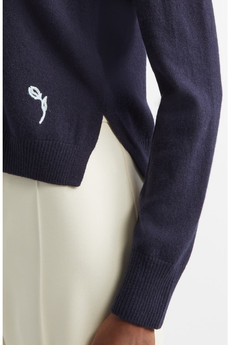 Floral Embroidered Cashmere Sweater, Alternate, color, NAVY