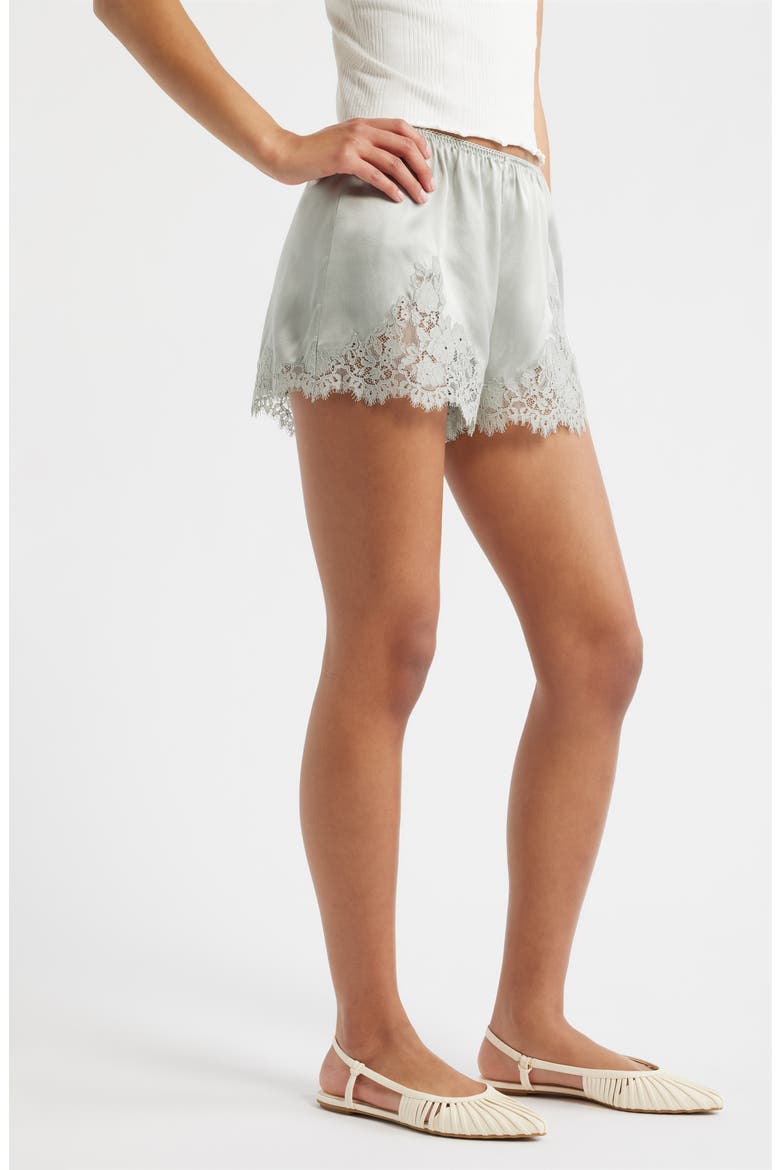 Iona Lace Trim Silk Satin Shorts, Alternate, color, EUCALYPTUS