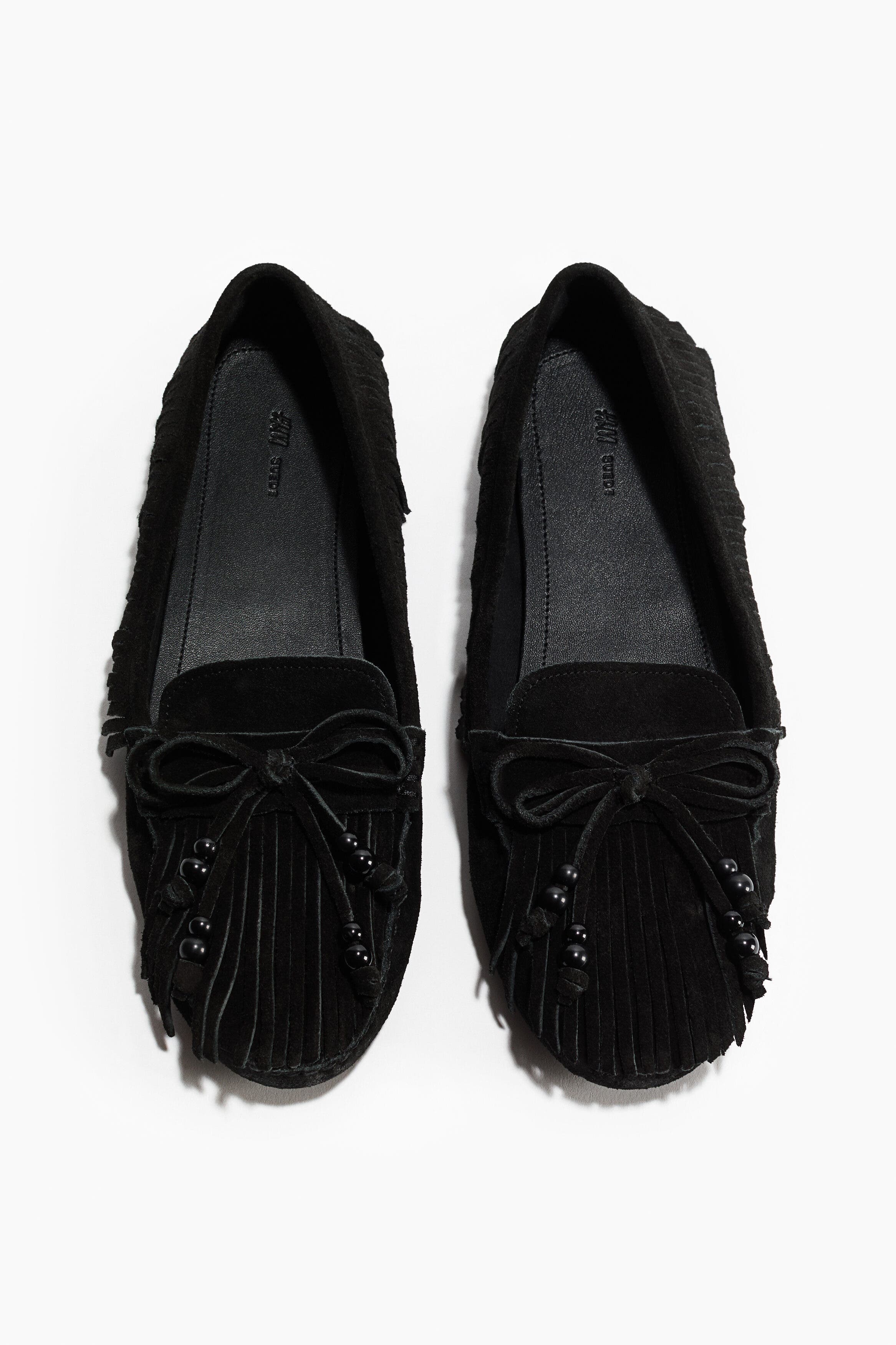 H&M Fringed Loafers, Main, color, Black