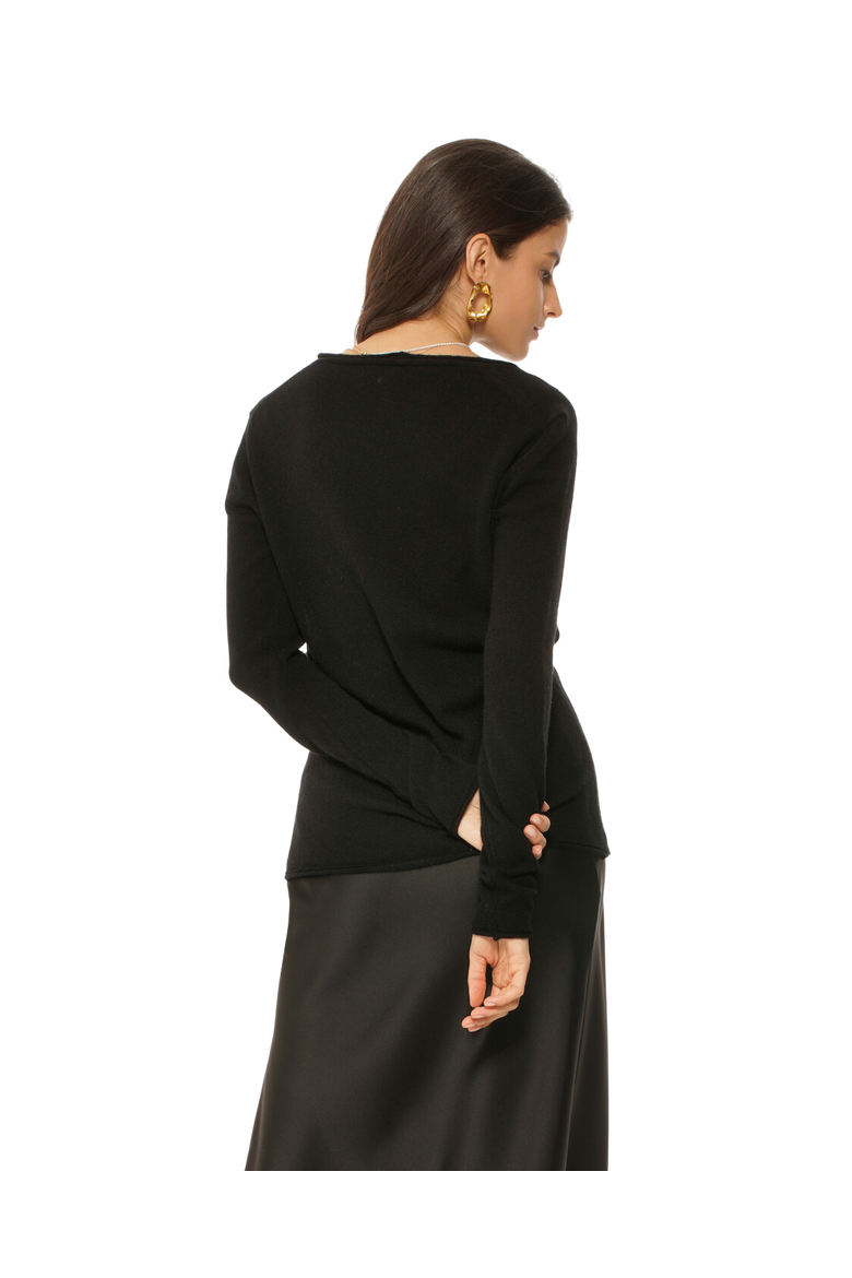 Ultra-Light Cashmere V-Neck Sweater, Alternate, color, Black