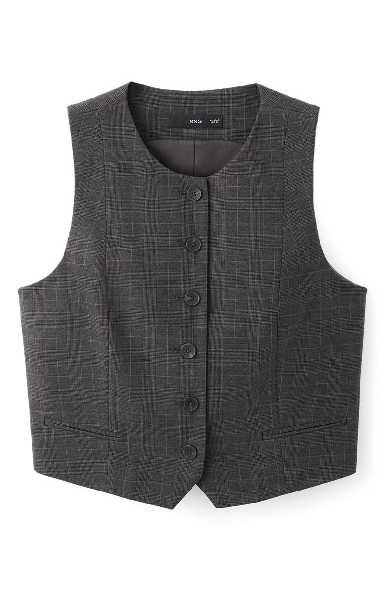 MANGO Check Print Vest, Alternate, color, Brown