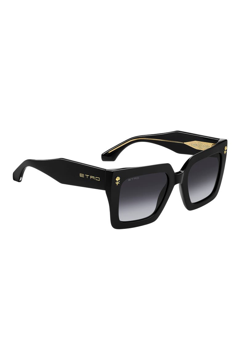52mm Square Sunglasses, Alternate, color, BLACK/ DARK GREY SF