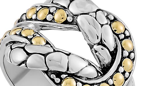 Samuel B. Sterling Silver & 18k Gold Pebble Band Knot Ring In Silver And Gold