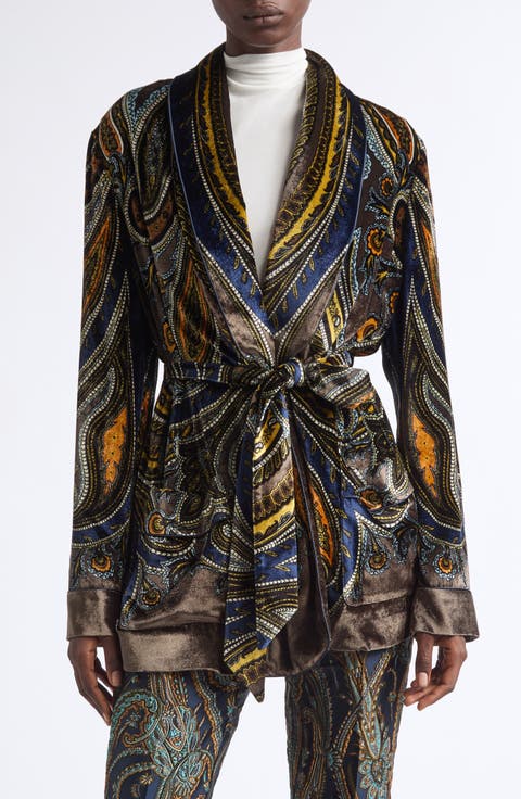 Paisley Velvet Wrap Jacket