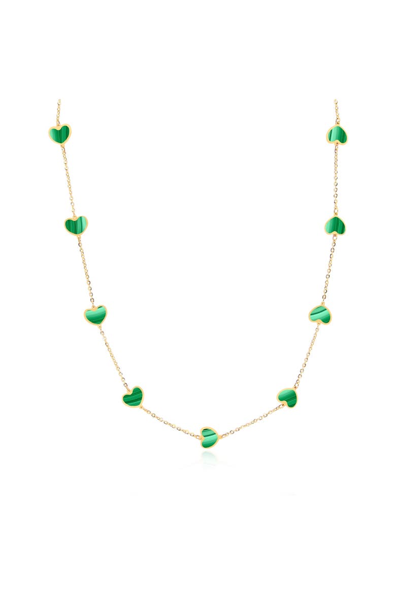 Malachite Heart Station Necklace, Main, color, Malachite