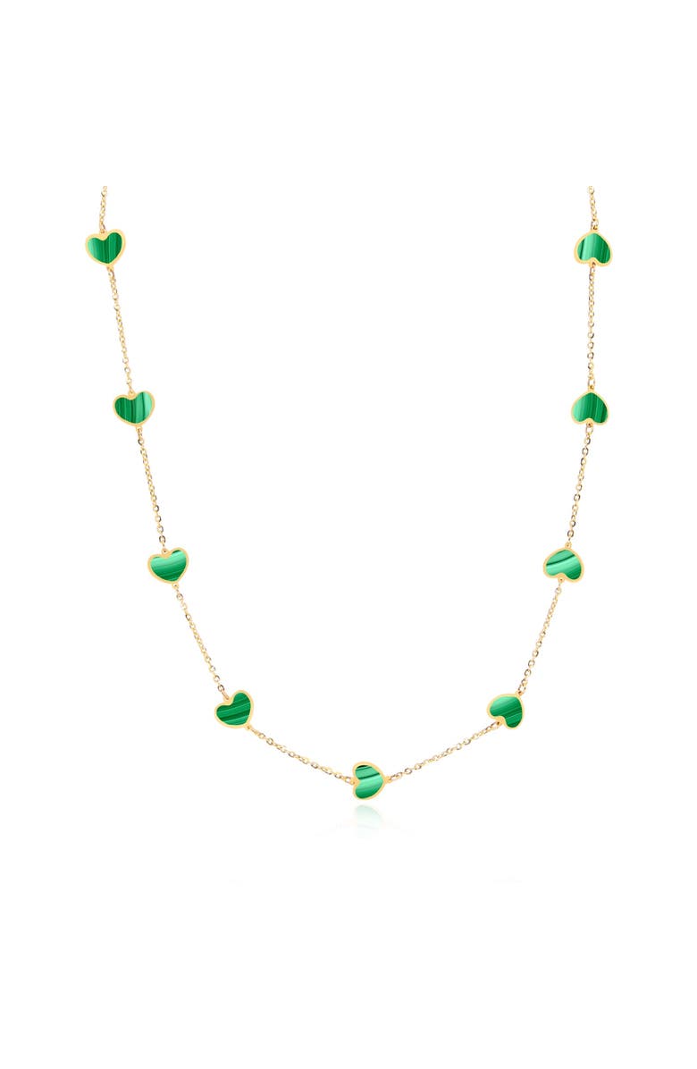 The Lovery Fine Jewelry Malachite Heart Station Necklace, Main, color, Malachite