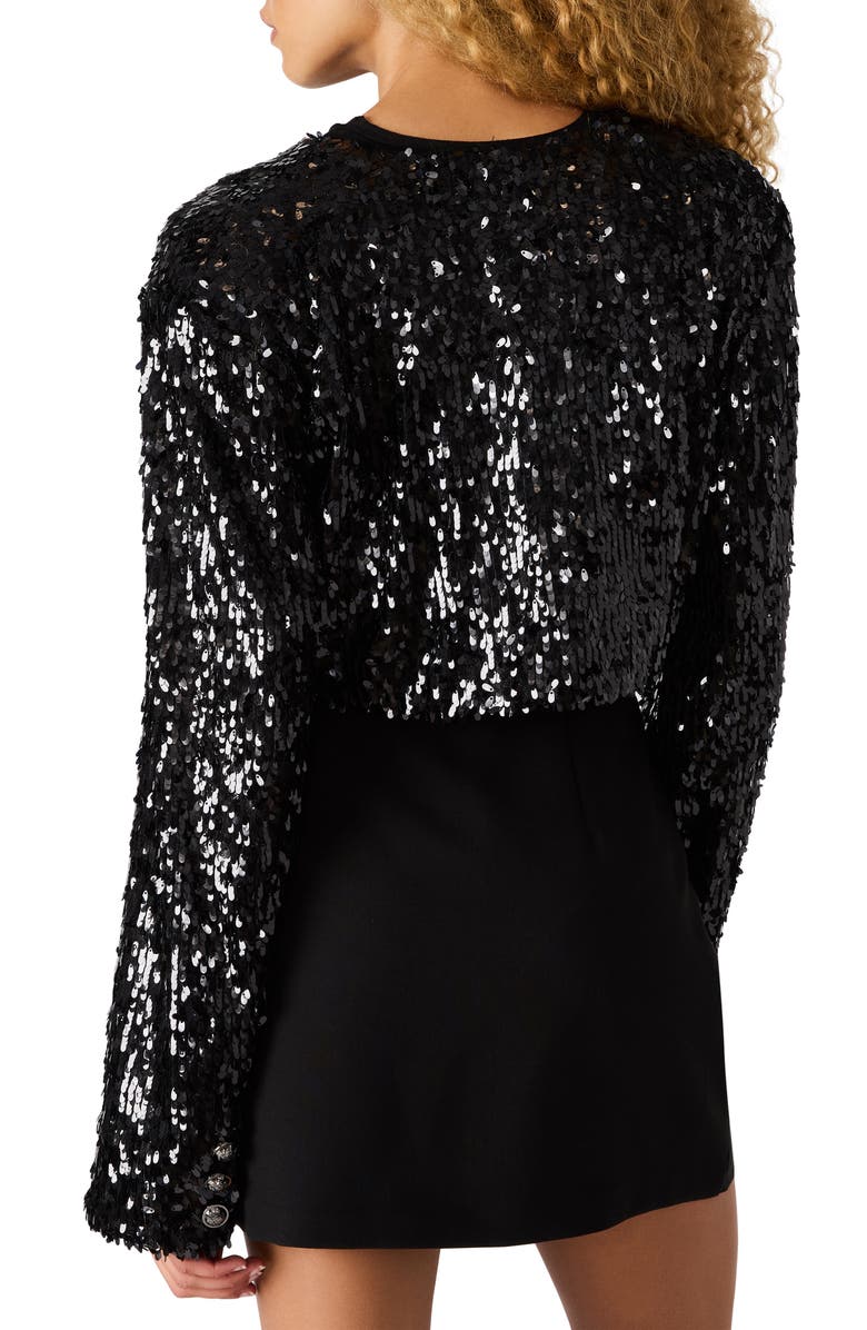 Steve Madden Amandaline Crop Sequin Jacket, Alternate, color, Black