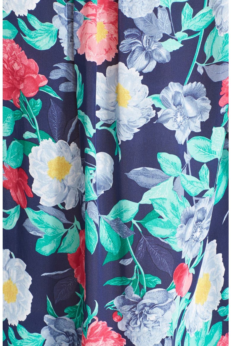 'Emollient' Floral Print Silk Top, Alternate, color, DARK NAVY
