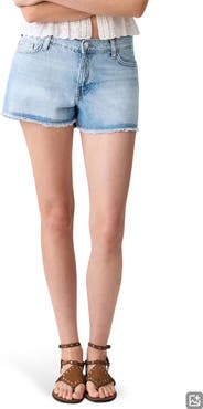 MANGO TEEN Frayed Low Rise Denim Shorts