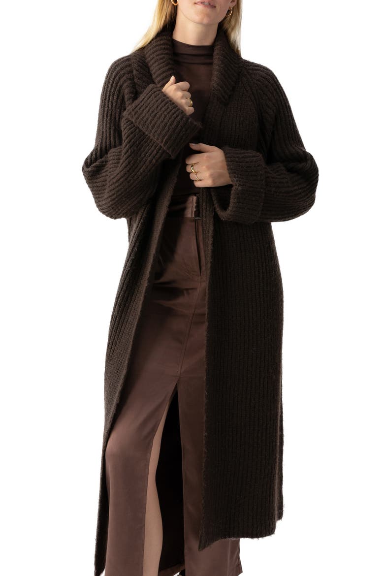 All I Need Longline Belted Cardigan, Alternate, color, COFFEE