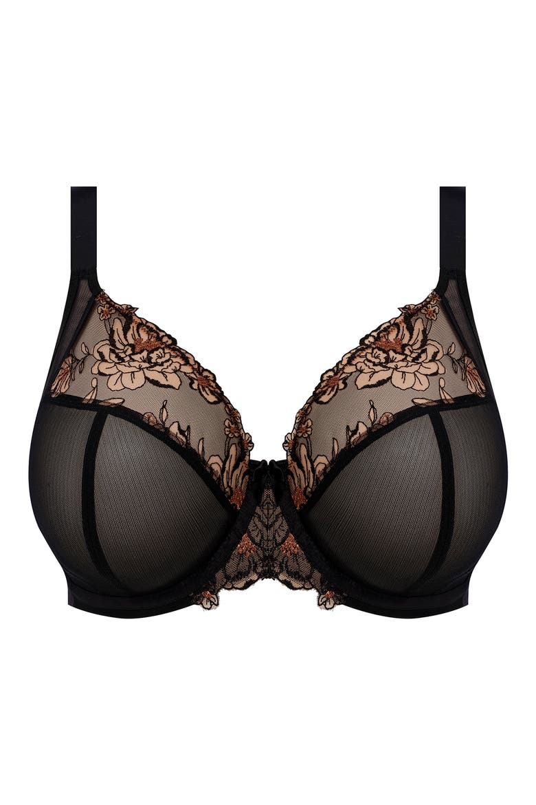 Teagan Full Figure Underwire Plunge Bra, Alternate, color, BLACK/ ALMOND