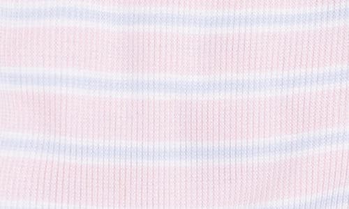 Angel Dear Multistripe Long Sleeve Rib Footie In Pink