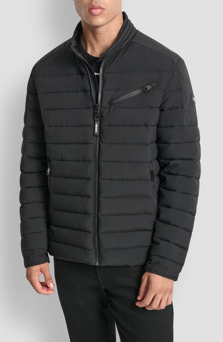 DKNY Lightweight Moto Puffer Jacket, Main, color,