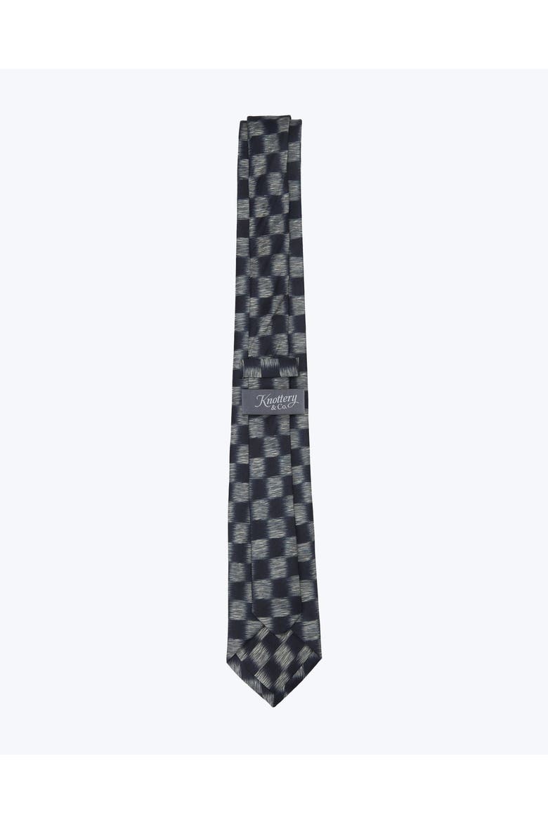 Shadow Check Printed Silk Tie, Alternate, color, Steel Blue