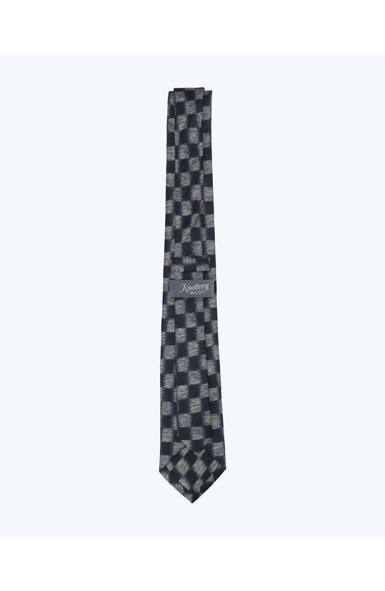 Knottery & Co Shadow Check Printed Silk Tie, Alternate, color, Steel Blue