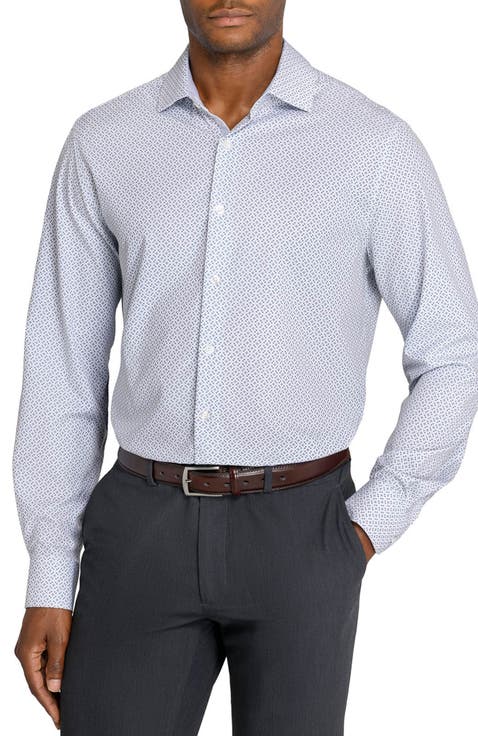 Regular Fit Patchwork Diamond Performance Dress Shirt