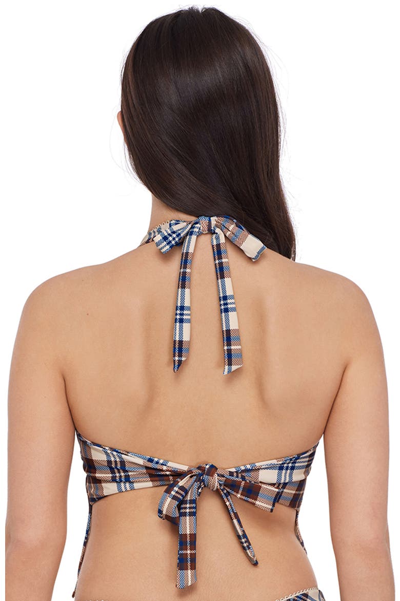 Adjustable Open Back Tie Halter Tankini Swim Top, Alternate, color, Mad About Plaid