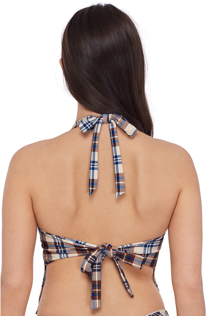 Stevie Adjustable Open Back Tie Halter Tankini Swim Top, Alternate, color, Mad About Plaid