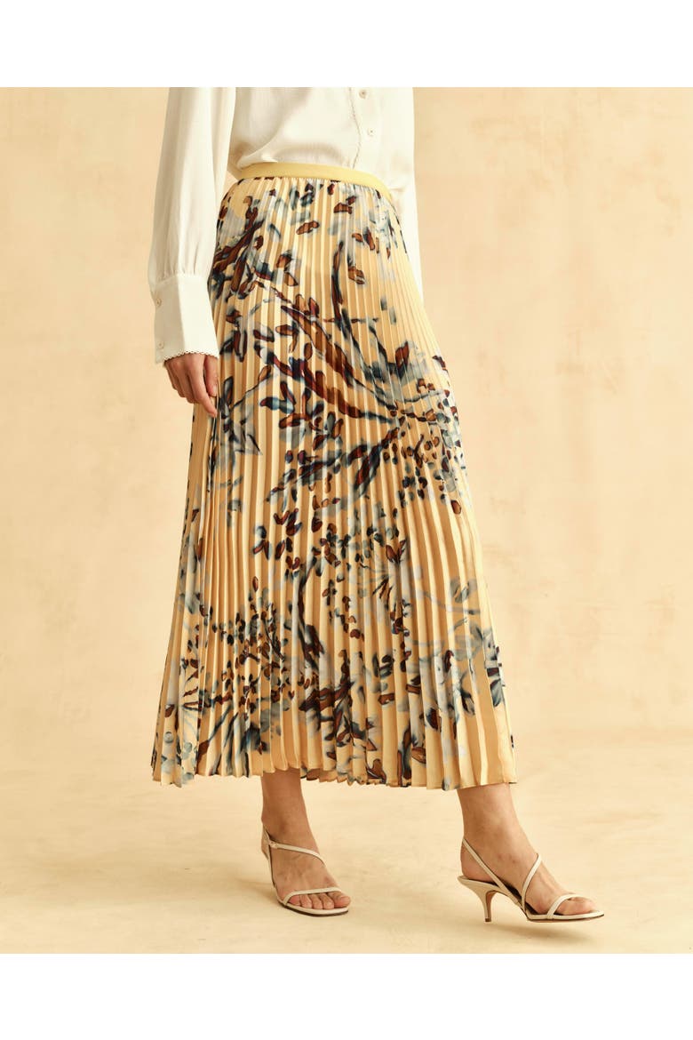 Claudia Print Pleated Midi Skirt, Alternate, color, Lake Bluff Floral
