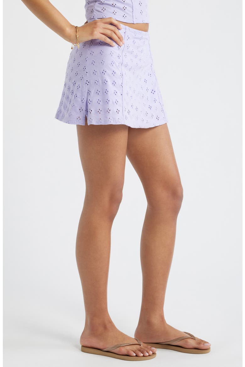 Cotton Eyelet Miniskort, Alternate, color, PURPLE SPRAY