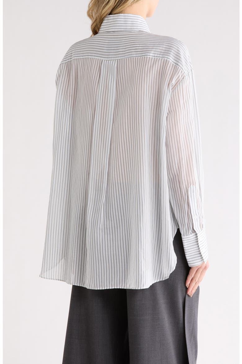 Big Joe Stripe Cotton & Silk Button-Up Shirt, Alternate, color, HARBOR GREY MULTI