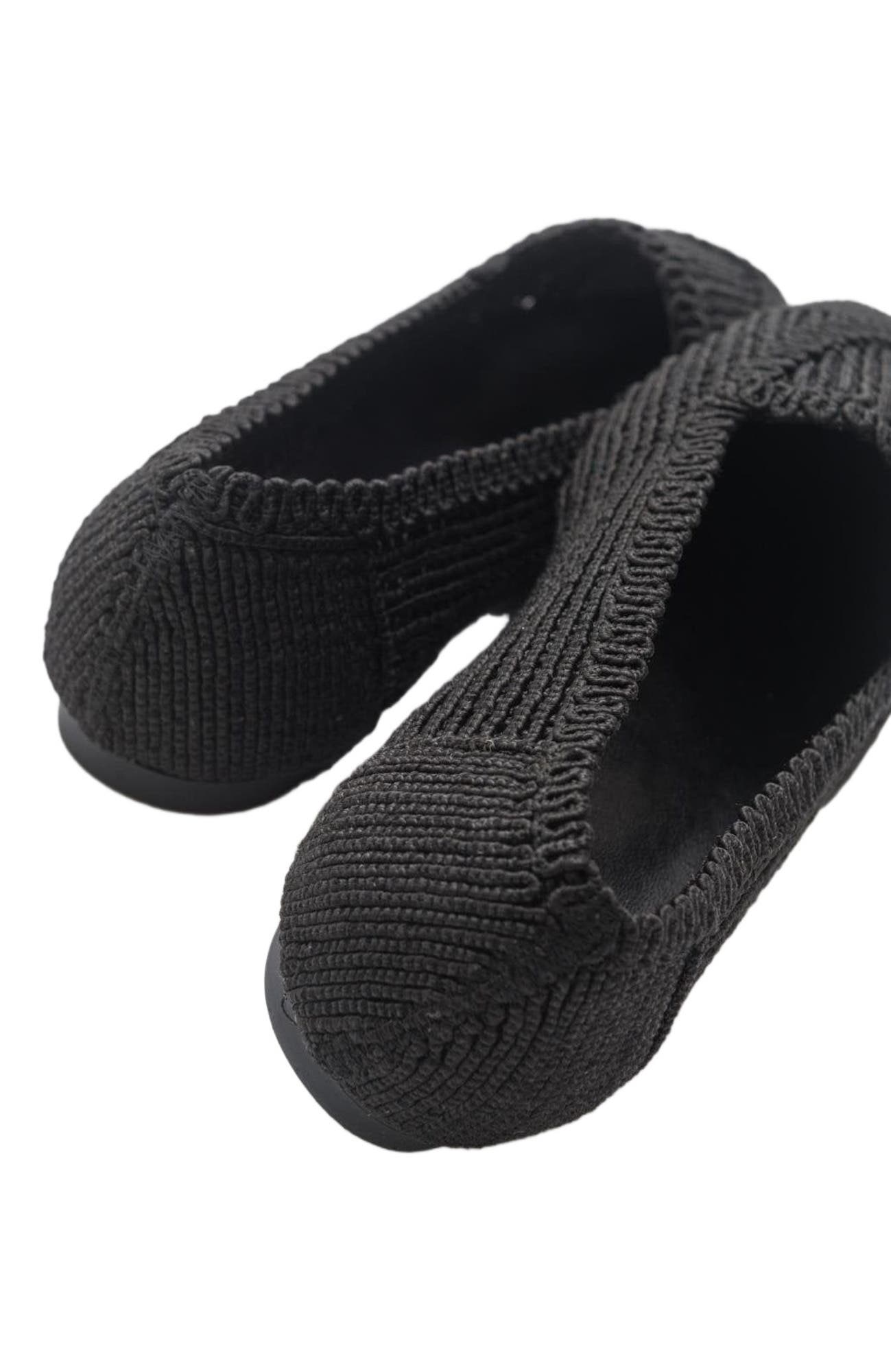 Prologue Shoes Mira Knit Ballet Flat, Alternate, color, Black Faux Leather