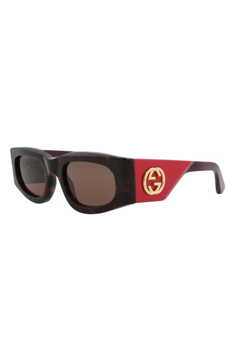 Gucci 51mm Rectangular Sunglasses, Alternate, color, Havana Violet Brown