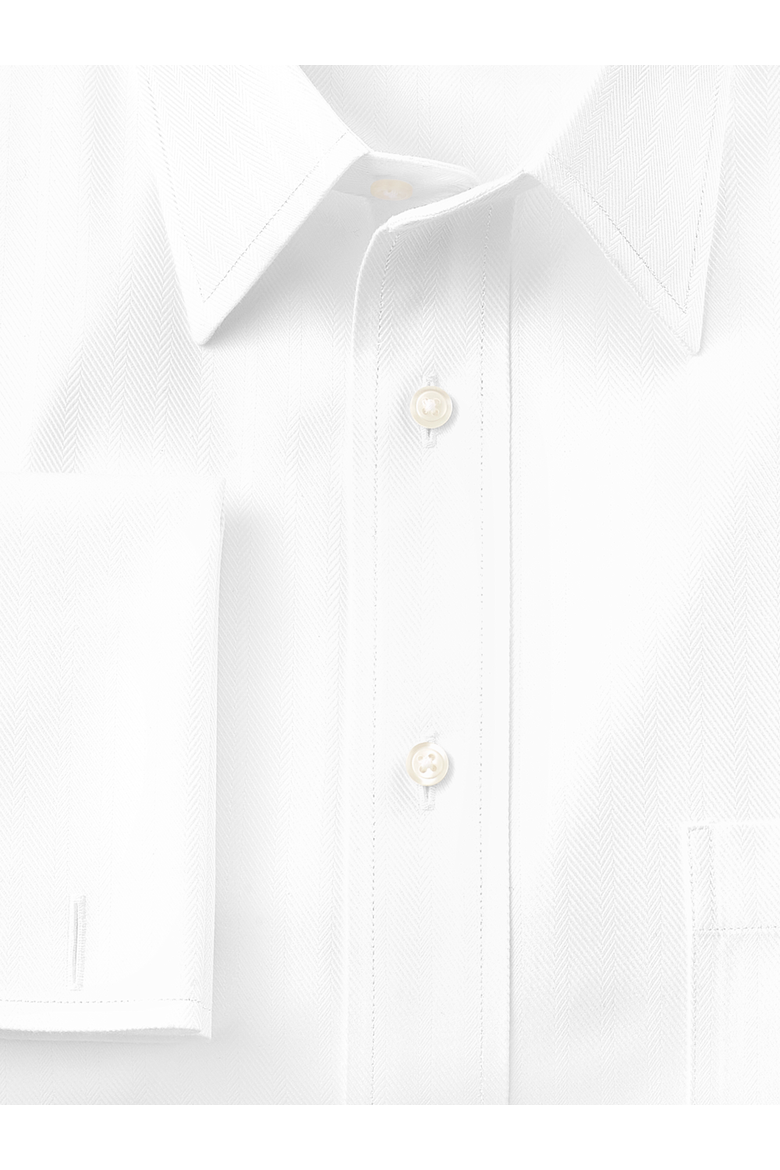 Non-iron Cotton Herringbone Point Collar French Cuff Dress Shirt, Alternate, color, White