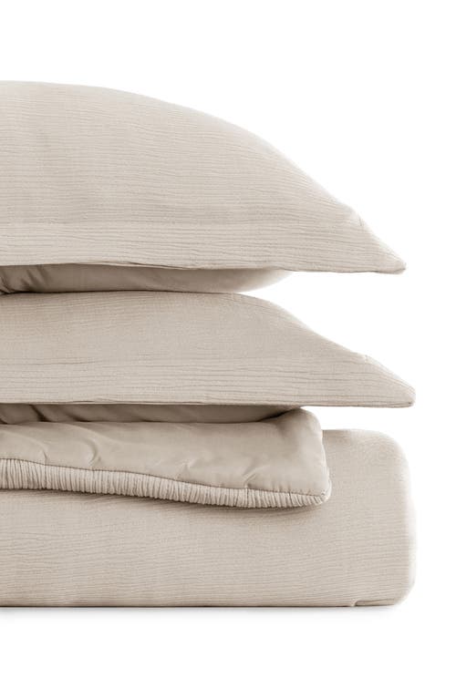 Homespun Double Gauze 3-piece Comforter Set In Brown