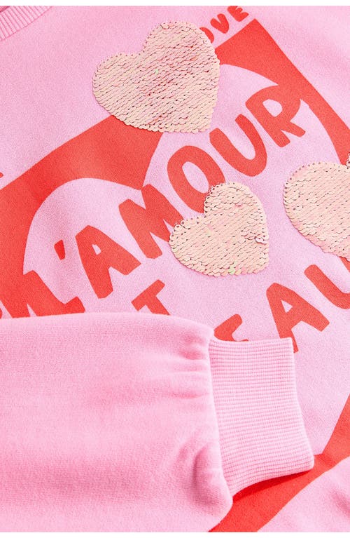 Next Kids' Amour Sequin Embellished Graphic Sweatshirt In Pink