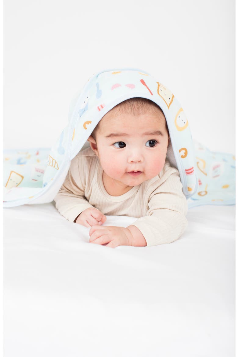 Muslin Hooded Towel & Washcloth Set, Alternate, color, BREAKFAST BLUE