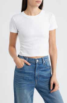 Crop Stretch Cotton T-Shirt