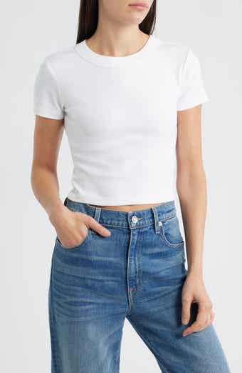 Crop Stretch Cotton T-Shirt