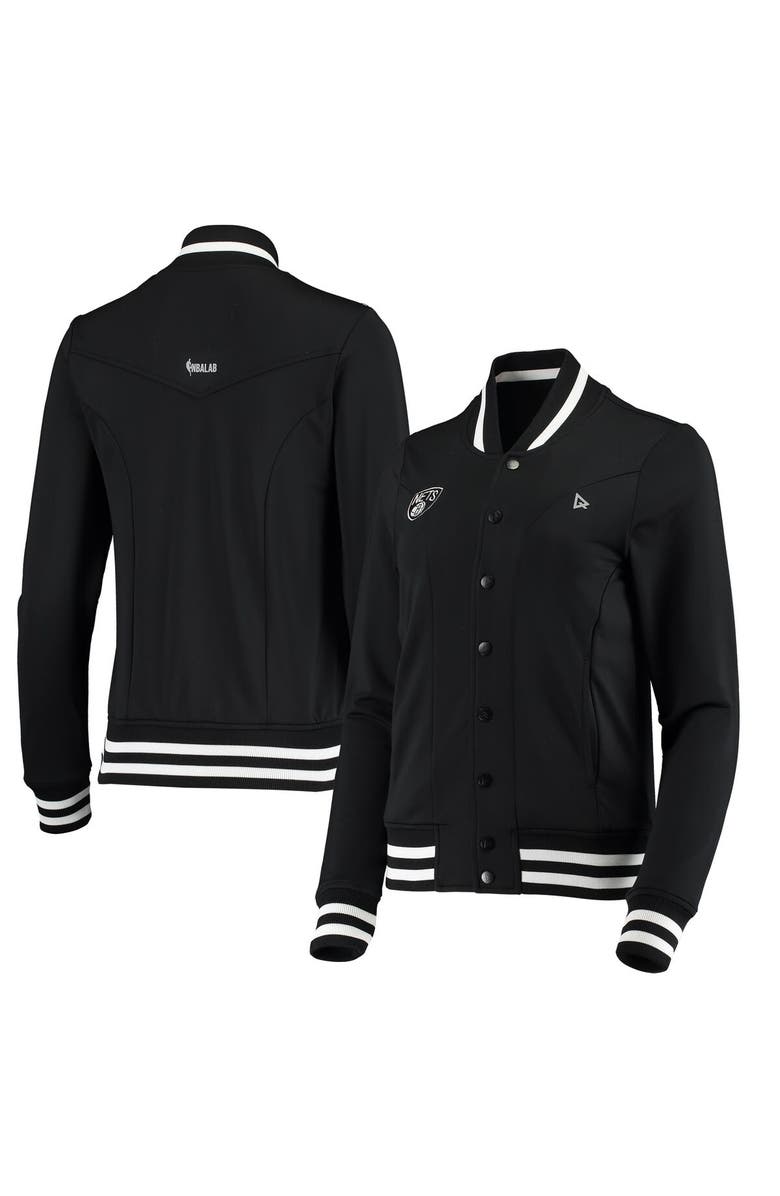 QORE Women's Qore Black Brooklyn Nets Nostalgic Full-Snap Tracksuit Jacket, Main, color, 