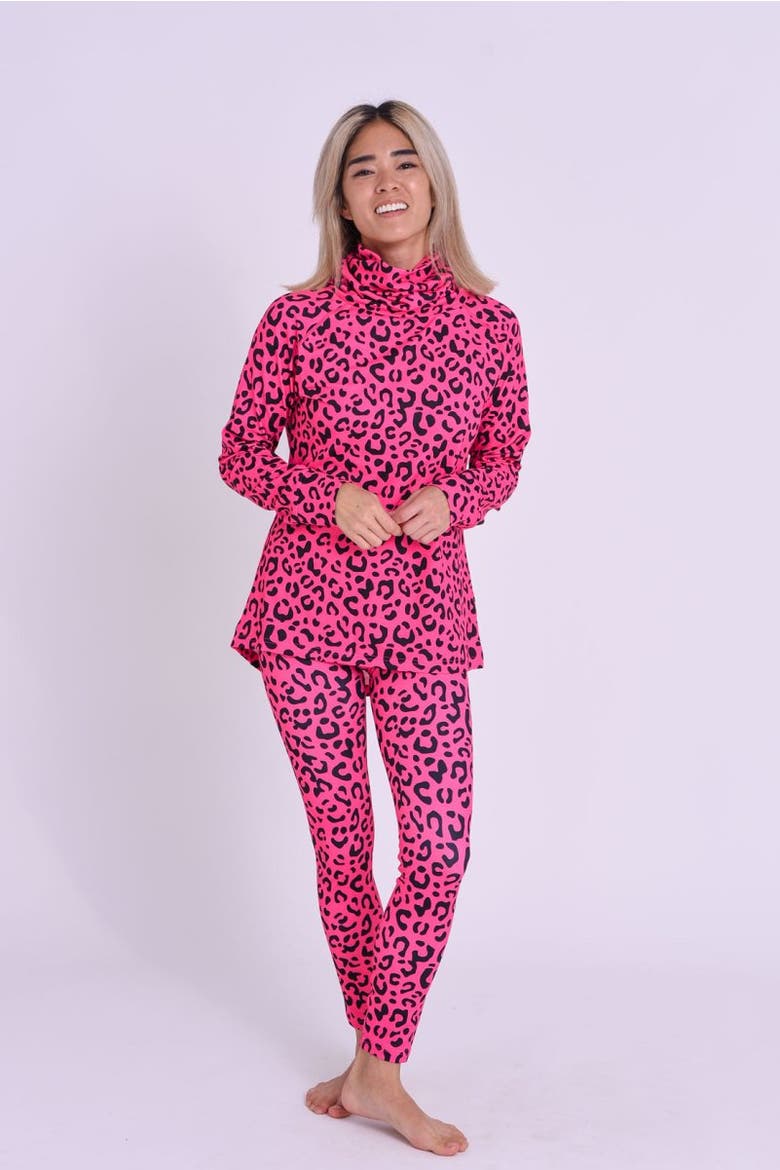 High Neck Baselayer Top - Hotel California Pink Leopard Women's, Alternate, color, multi-colour