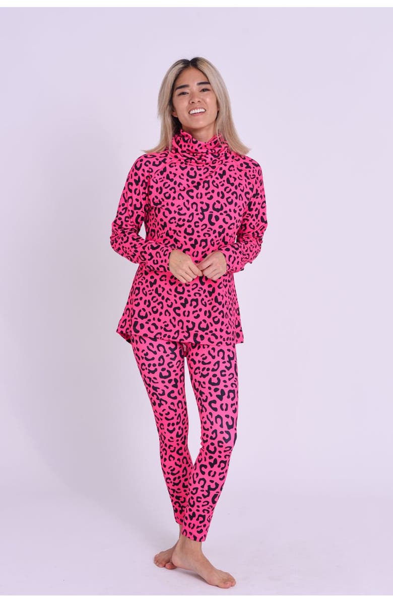 OOSC High Neck Baselayer Top - Hotel California Pink Leopard Women's, Alternate, color, Multi-Colour