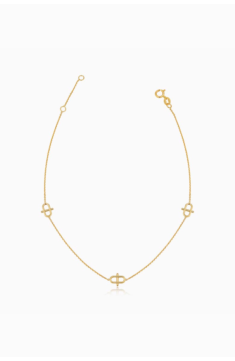 Oradina 14K Gold Harmony Station Anklet, Main, color, Yellow Gold
