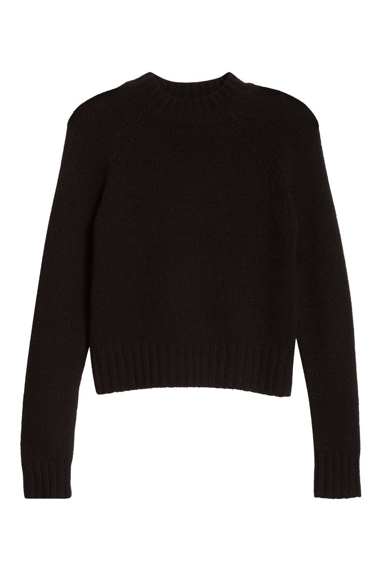 Shrunken Mock Neck Cashmere Sweater, Alternate, color, BLACK
