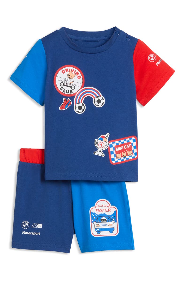 PUMA x BMW M Motorsport Kids' Cotton T-Shirt & Shorts Set, Main, color, Pro Blue/ M Color